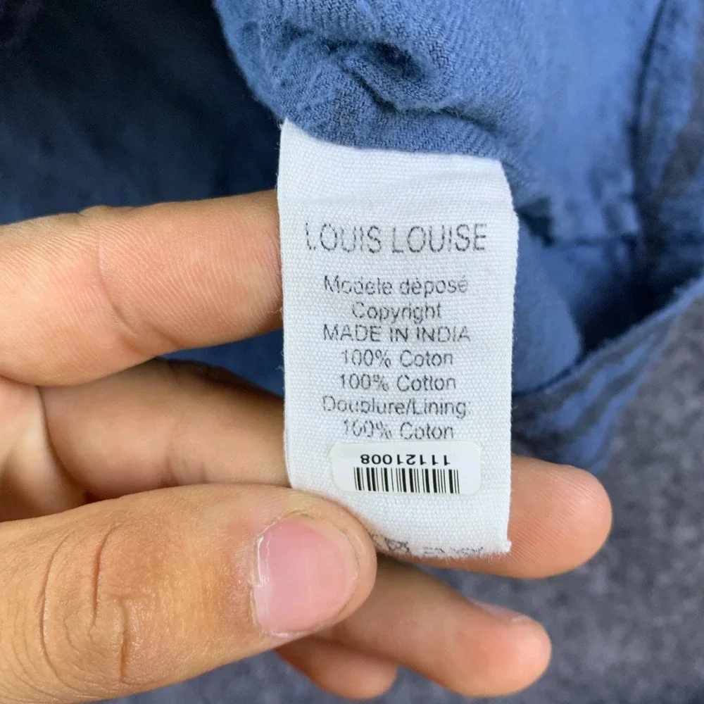 Louis Louise Folk Dress Girls 10 Blue Black Zebra Cotton Ruffled Puff Sleeve
